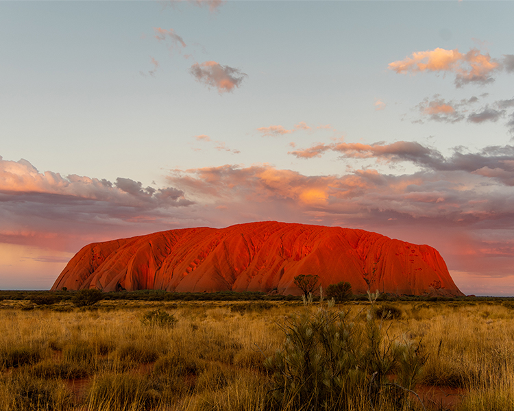 Uluru at sunset - image courtesy of Tourism NT.