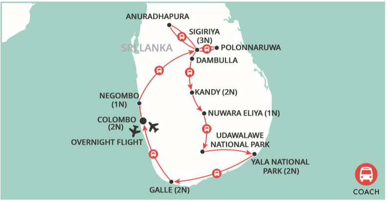 Highlights of Sri Lanka Map